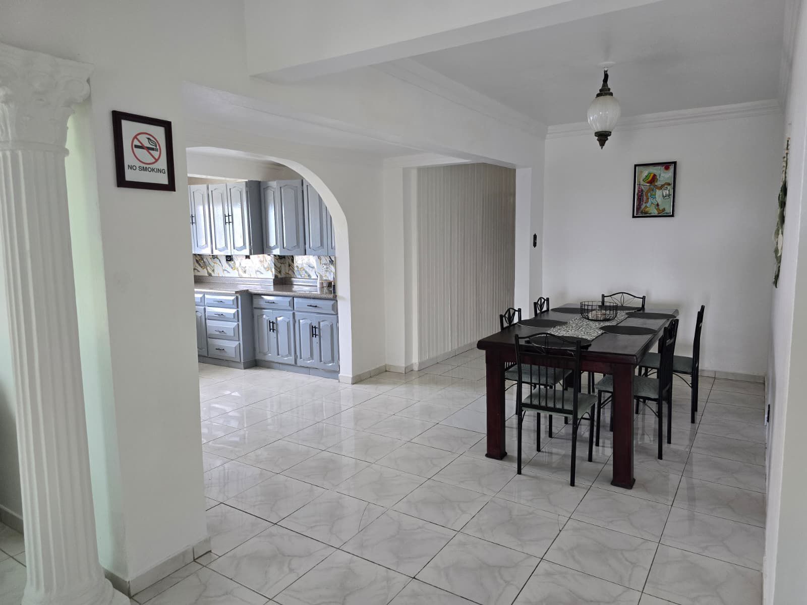 Sleek breakfast bar with comfortable stool seating